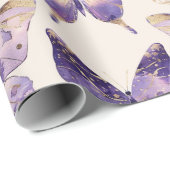 Papier Cadeau Papillons Purple Gold Anniversaire (Coin rond)