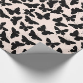 Papier Cadeau Papillons rose et noir chic Anniversaire (Coin)