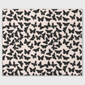 Papier Cadeau Papillons rose et noir chic Anniversaire (Plat)