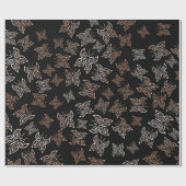 Papier Cadeau Papillons rose Gold Arrière - plan noir (Plat)