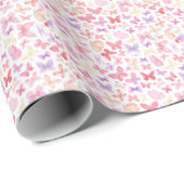 Papier Cadeau Papillons roses violets jaunes (Coin rond)