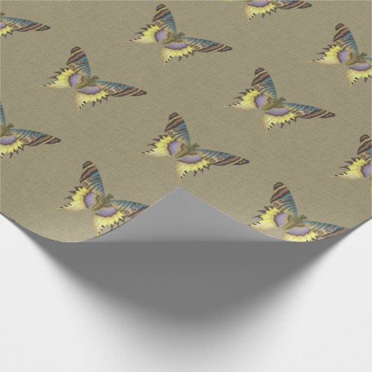 Papier Cadeau Papillons sur papier d'enveloppement de matte Burl (Coin)
