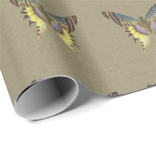 Papier Cadeau Papillons sur papier d'enveloppement de matte Burl (Coin rond)