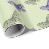 Papier Cadeau Papillons verts et violets (Coin rond)