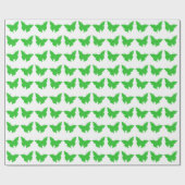 Papier Cadeau Papillons verts gras (Plat)