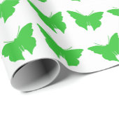 Papier Cadeau Papillons verts gras (Coin rond)