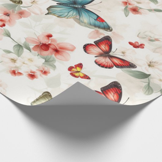 Papier Cadeau Papillons vintages et fleurs (Coin)