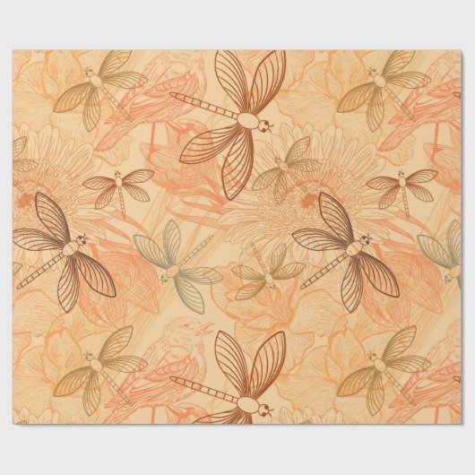 Papier Cadeau papillons vintages modernes (Plat)