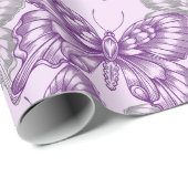 Papier Cadeau Papillons Violets (Coin rond)