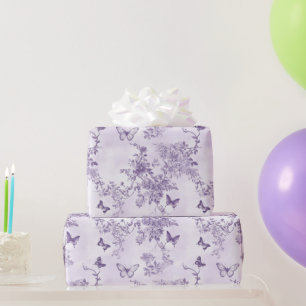 Papier Cadeau Papillons violets de mariage sur fond violet
