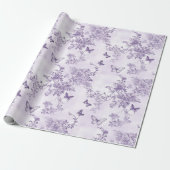 Papier Cadeau Papillons violets de mariage sur fond violet (Déroulé)