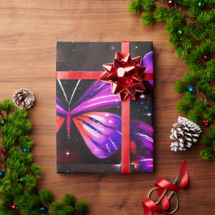 Papier Cadeau Papillons violets minimalistes
