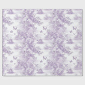 Papier Cadeau Papillons violets sur fond violet Mariage  (Plat)