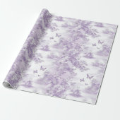 Papier Cadeau Papillons violets sur fond violet Mariage  (Déroulé)