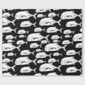 Papier Cadeau Papio et Ulua - Hawaïen noir et blanc (Plat)