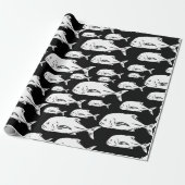 Papier Cadeau Papio et Ulua - Hawaïen noir et blanc (Déroulé)