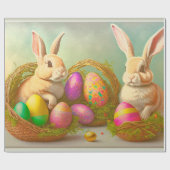 Papier Cadeau Pâques Bunnies En Paniers Collection (Plat)