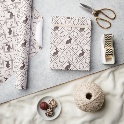 Papier Cadeau Pâques carreaux marron (Artisanat)