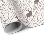 Papier Cadeau Pâques carreaux marron (Coin rond)