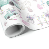 Papier Cadeau Pâques coloré main peint (Coin rond)