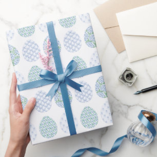 Papier Cadeau Pâques de Pâques bleu et vert Hydrangea Bow Trelli