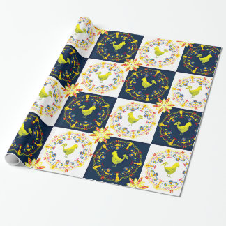 Papier Cadeau Pâques folk tuile de poulet sans couture motif