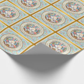 Papier Cadeau Pâques joyeuses avec du lapin mignon, des oeufs et (Coin)