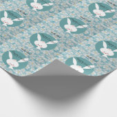 Papier Cadeau Pâques Joyeuses Parfaites, Lapin Bleu (Coin)