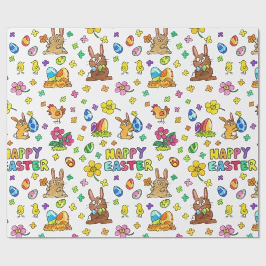Papier Cadeau Pâques joyeux (Plat)