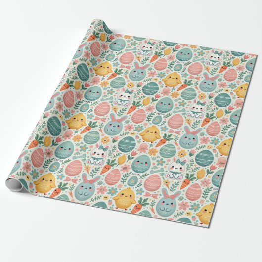 Papier Cadeau Pâques Kawaii (Déroulé)