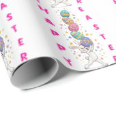 Papier Cadeau Pâques Lapin Drôle Brodé (Coin rond)