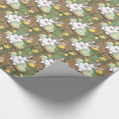 Papier cadeau Pâques Lapin Enveloppement Papier mi (Coin)