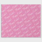 Papier cadeau Pâques Script rose (Plat)