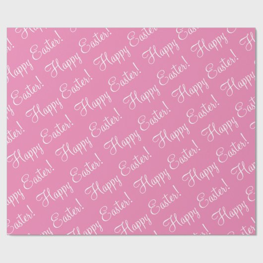 Papier cadeau Pâques Script rose (Plat)