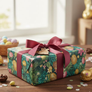 Papier Cadeau Pâques Tropical Spring Plage Feuille