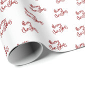 Papier Cadeau Paquets cadeaux de Noël joyeux rouges minimaux (Coin rond)