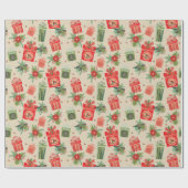 Papier Cadeau Paquets de Noël rétro Joyeux Noël (Plat)