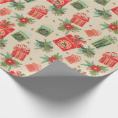 Papier Cadeau Paquets de Noël rétro Joyeux Noël (Coin)