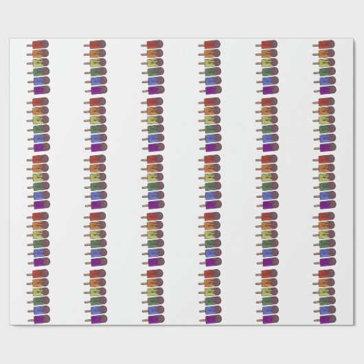 Papier Cadeau Parade de popsicles arc-en-ciel (Plat)