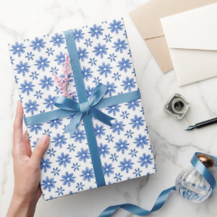 Papier Cadeau Parade des Marguerites Bleues
