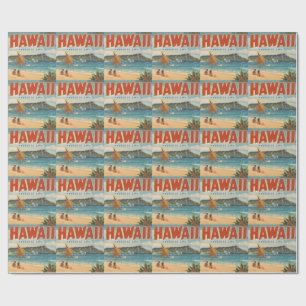 Papier Cadeau Paradis d'évasion hawaïen vintage Aloha