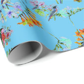 Papier Cadeau Paradis tropical bleu (Coin rond)