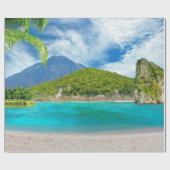 Papier Cadeau Paradis tropical de palmier de plage sablonneuse (Plat)