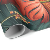 Papier Cadeau Paradis tropical flammes vives (Coin rond)