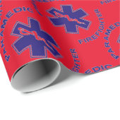 Papier Cadeau Paramedic du pompier (Coin rond)