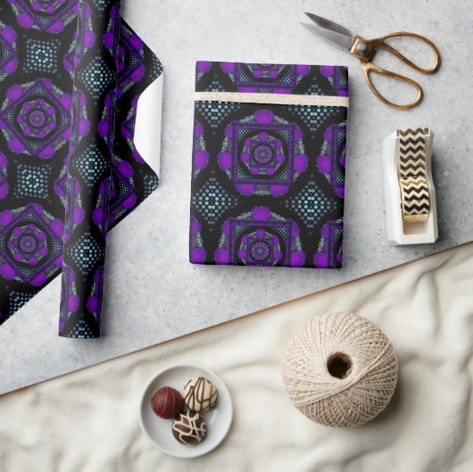 Papier cadeau parapluie & cœurs violets .7 (Artisanat)