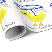 Papier Cadeau Parapluie de Baby shower jaune canard (Coin rond)