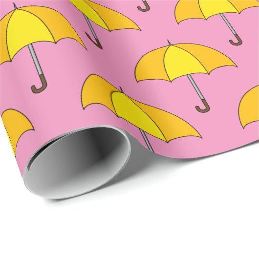 Papier Cadeau Parapluie jaune (Coin rond)