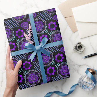 Papier Cadeau Parapluie violet & coeurs .7 papier d'emballage