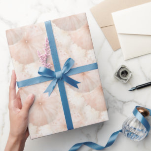Papier Cadeau Parapluies Rose Pâle pour Anniversaire